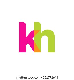 lowercase kh logo, pink green overlap transparent logo, modern lifestyle logo