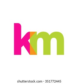 lowercase km logo, pink green overlap transparent logo, modern lifestyle logo