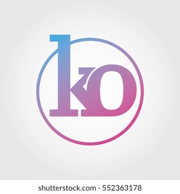 Lowercase ko Ring Circle Logotype. Pink and Blue Gradient Logo Letter. Sign Abbreviations. Vector Template Element