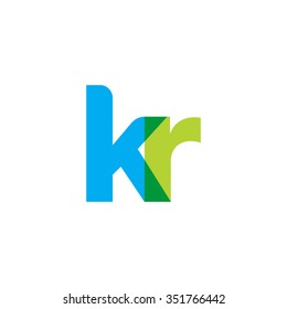lowercase kr logo, blue green overlap transparent logo
