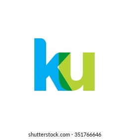 lowercase ku logo, blue green overlap transparent logo