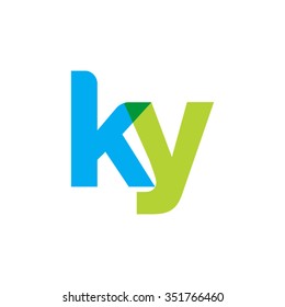 lowercase ky logo, blue green overlap transparent logo