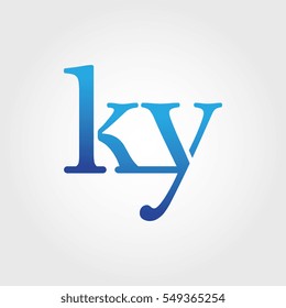 Lowercase ky Logotype. Blue Letter Logo. Letter Abbreviations. Vector Template Element.