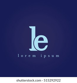 lowercase l and e vector logo. le initial design template for download