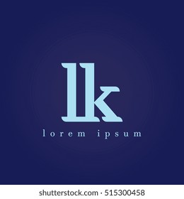 lowercase l and k vector logo. lk initial design template for download