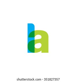 lowercase la logo, blue green overlap transparent logo