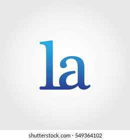 Lowercase la Logotype. Blue Letter Logo. Letter Abbreviations. Vector Template Element.