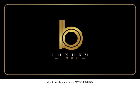 Lowercase letter B golden monogram logo design, Creative Gold color letter b icon.