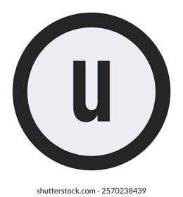 Lowercase letter ‘u’ in black with a bold circular outline, designed for minimalistic and clean vector graphics. Great for modern branding or graphic design elements.