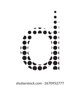 Kleinbuchstabe d Typografie mit schwarzem Punktmuster