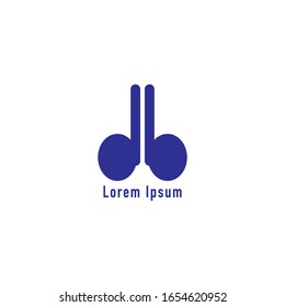 Vorlage für das Design von Logos in Kleinbuchstaben db Alphabet einzeln auf weißem Hintergrund. Blue TWS Earphone Symbol illustriert. Bildlicher Monogramm-Logo, einfaches Logo-Konzept