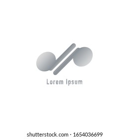 Lowercase Letter dp Alphabet Logo Design Template isolated on white background. Gray TWS Earphone icon illustrated. Monogram Pictorial logotype, Simple Logo Concept