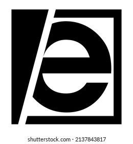 Lowercase Letter E Design Logo With Square 
