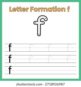 Letra minúscula f – Hoja de trabajo de formación interna