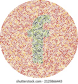 Lowercase letter f red and green color blindness test card
