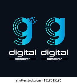 Lowercase Letter G Digital Technology Vector Logo Template With Pixel Symbol. This Logo Is Suitable For Industrial, Automotive, Circuit, Modern, Electric Business.