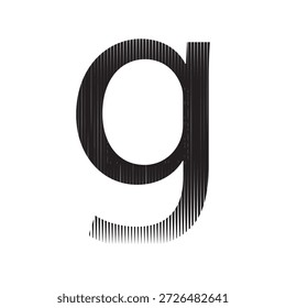 Letra minúscula g monograma con textura de línea de Vertical, estilo grabado Ilustración vectorial tipográfica