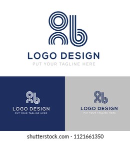 lowercase letter gb, with outline rounded logo design, blue color on white and light grey background