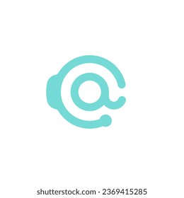 A lowercase letter with Headphone Call Center Logo Design Vector