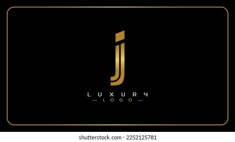 Lowercase letter J golden monogram logo design, Isolated on a black background.