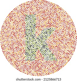 Lowercase letter k red and green color blindness test card
