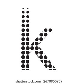 Lowercase Letter k Typography with Black Dot Pattern Design

