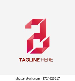Kleinbuchstabe eines Logoelements mit Origami-Stil in rotem Farbverlauf