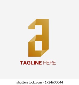 lowercase letter a logo element with yellow gradient in folded paper