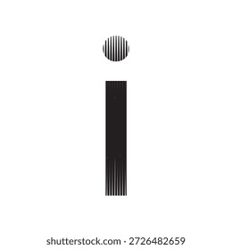 Letra minúscula i monograma con textura de línea de Vertical, estilo grabado Ilustración vectorial tipográfica