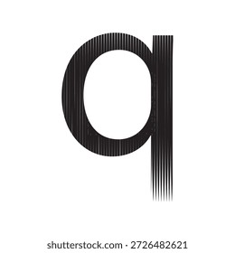 Letra q monograma en minúscula con textura de línea de Vertical, estilo grabado Ilustración vectorial tipográfica