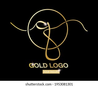 Lowercase letter Q in a round frame. Vector template for logo, label sticker or brand. Flat design.
