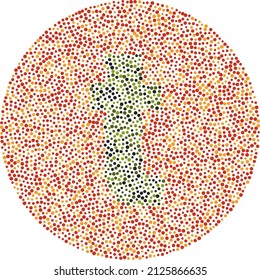 Lowercase letter t red and green color blindness test card