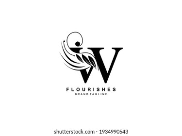 Lowercase Letter W Linked Beauty Flourish Logo Design Concept