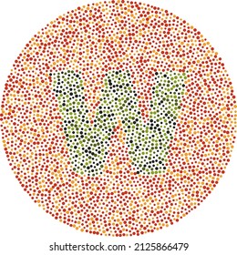 Lowercase letter w red and green color blindness test card