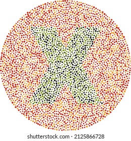 Lowercase letter x red and green color blindness test card