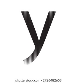 Letra minúscula y monograma com textura de linha vertical, estilo gravada ilustração tipográfica de vetor