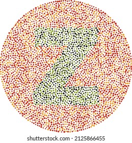 Lowercase letter z red and green color blindness test card
