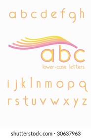 Lower-case letters alphabet with five colors letters. Vector -easy to change any color. See my portfolio for such style capital letters.