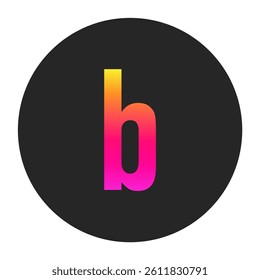 Lowercase Letters b with colorful gradient on a plain dark circle, clean and minimal design for logo, branding, UI, or creative identity.