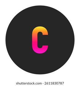 Lowercase Letters c with colorful gradient on a plain dark circle, clean and minimal design for logo, branding, UI, or creative identity.