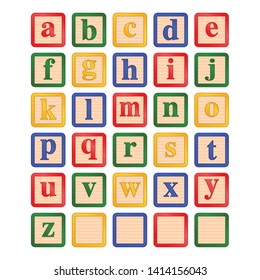 Lowercase Letters Children's Wooden Alphabet Block Vector Graphic Icon Illustration