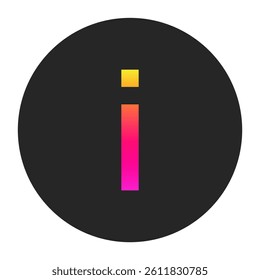 Lowercase Letters i with colorful gradient on a plain dark circle, clean and minimal design for logo, branding, UI, or creative identity.