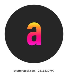 Lowercase Letters a with colorful gradient on a plain dark circle, clean and minimal design for logo, branding, UI, or creative identity.