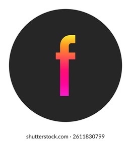 Lowercase Letters f with colorful gradient on a plain dark circle, clean and minimal design for logo, branding, UI, or creative identity.