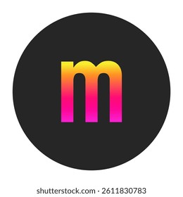 Lowercase Letters m with colorful gradient on a plain dark circle, clean and minimal design for logo, branding, UI, or creative identity.