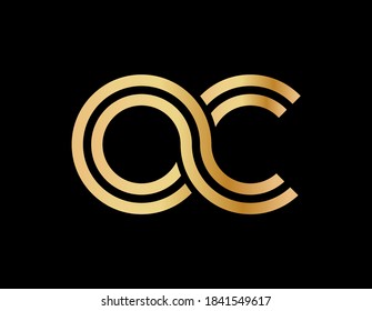 Lowercase letters o and c. Flat bound design in a Golden hue for a logo, brand, or logo. Vector illustration