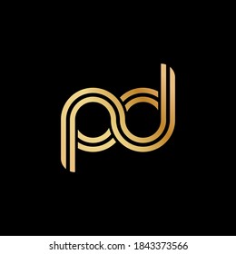 Lowercase letters p and d. Flat bound design in a Golden hue for a logo, brand, or logo. Vector illustration