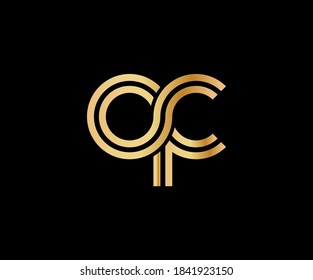 Lowercase letters q and c. Flat bound design in a Golden hue for a logo, brand, or logo. Vector illustration