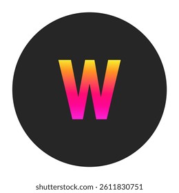 Lowercase Letters w with colorful gradient on a plain dark circle, clean and minimal design for logo, branding, UI, or creative identity.