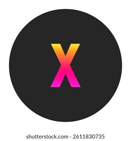 Lowercase Letters x with colorful gradient on a plain dark circle, clean and minimal design for logo, branding, UI, or creative identity.